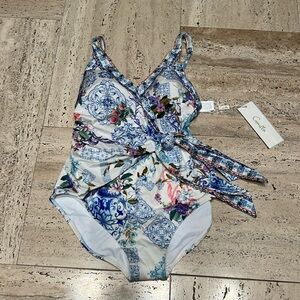 Camilla Blue and White One Piece Swimsuit